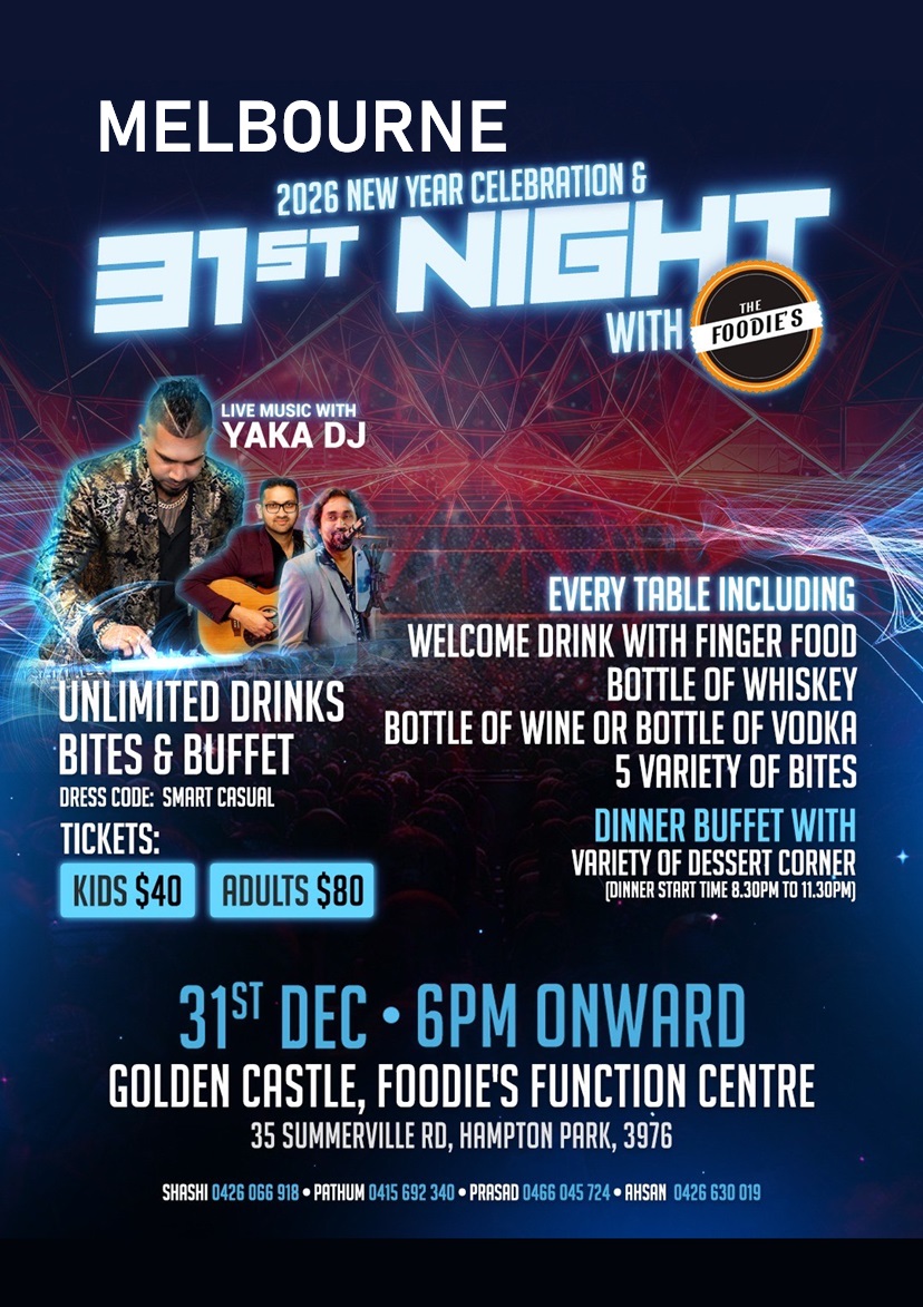 FOODIES 31st NIGHT CELEBRATION DINNER DANCE – Melbourne